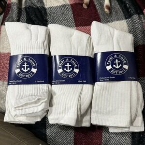 9-Pairs of NEW Yacht & Smith Cotton White Crew Socks - Men's 10-13